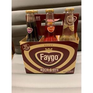 FAYGO DETROIT VTG Glass Bottle 6 pack Full Unopened SODA POP VERNORS ROCK RYE